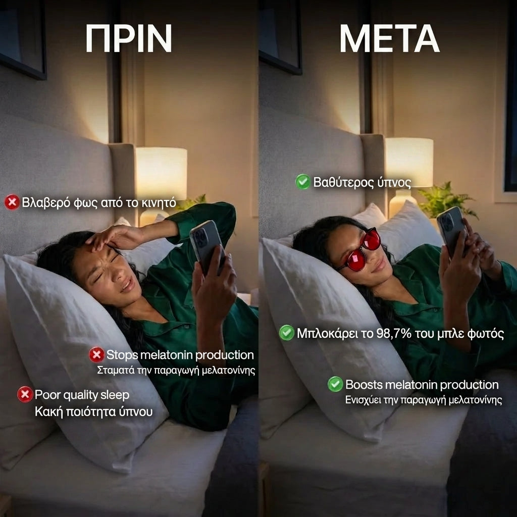 Γυαλιά Μπλε Φωτός με Κόκκινο Φακό — Unisex